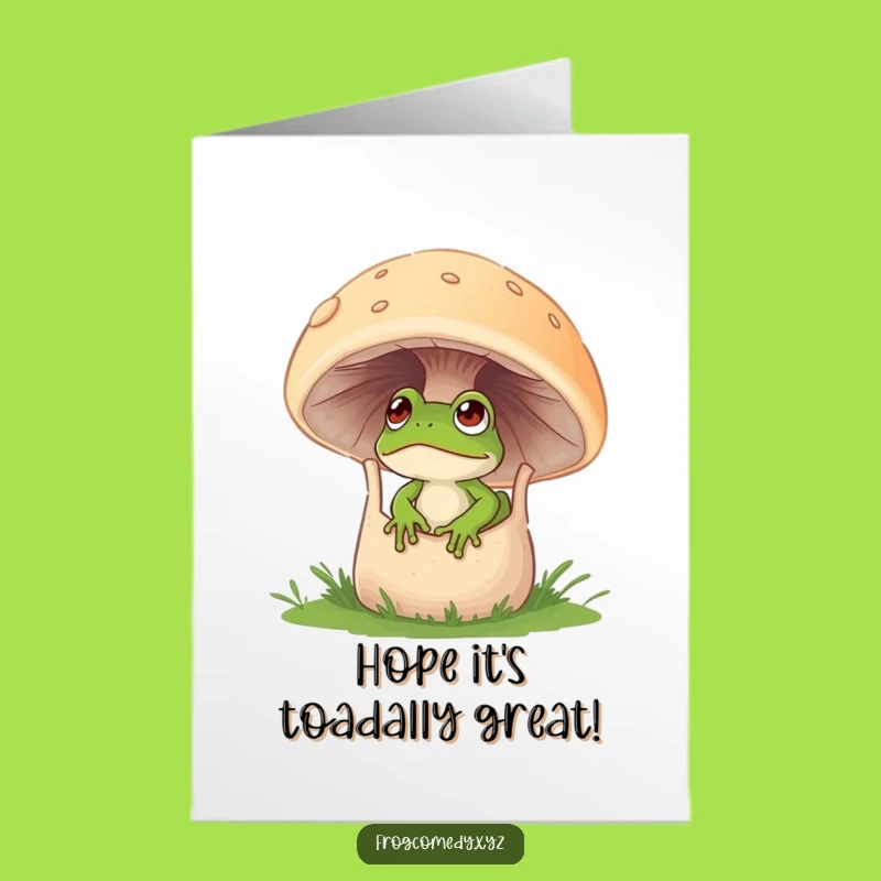 Free Printable Frog Birthday Card: Mushroom Hideaway Downloadable Gift