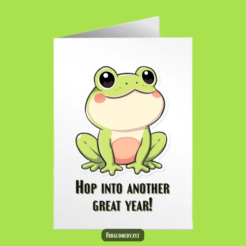 Free Printable Frog Birthday Card: Winking Kawaii Frog Downloadable