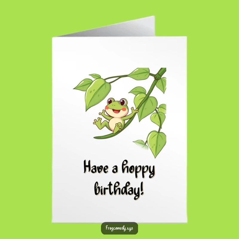 Free Printable Frog Vine Slide Birthday Card - Adventurous Downloadable Gift