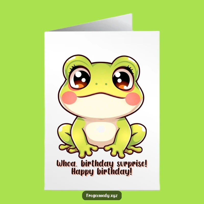 Free Printable Kawaii Frog Crossed Eyes Birthday Card - Funny Downloadable Surprise Gift