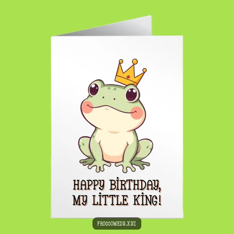 Free Printable Kawaii Frog Crown Birthday Card - Funny Downloadable Royalty Gift