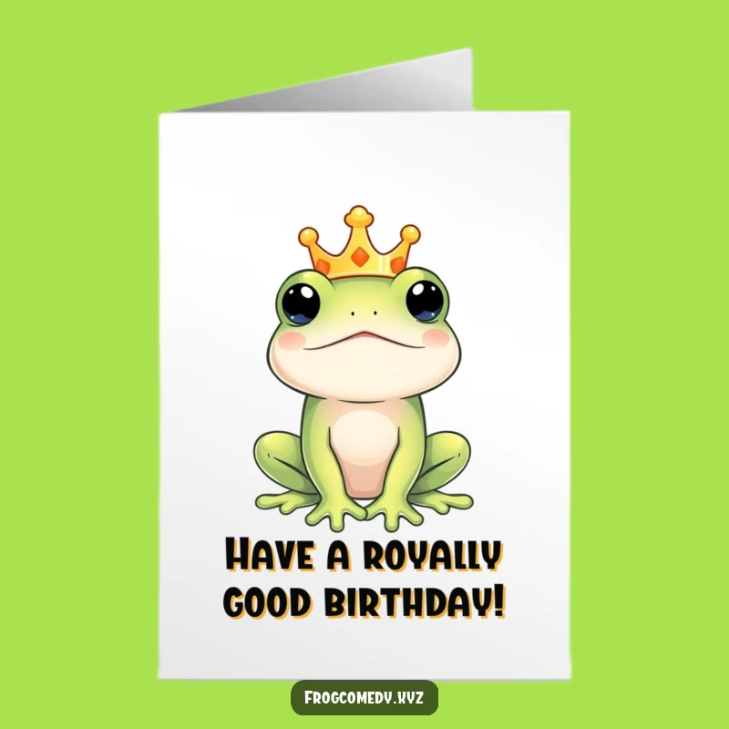 Regal Frog Free Printable Birthday Card: Crowned King Downloadable Greeting
