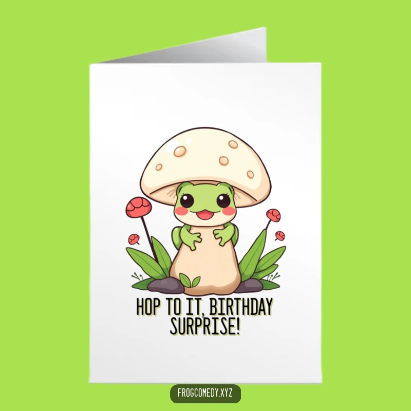 Free Printable Frog Birthday Card: Peeking Kawaii Frog Downloadable Gift