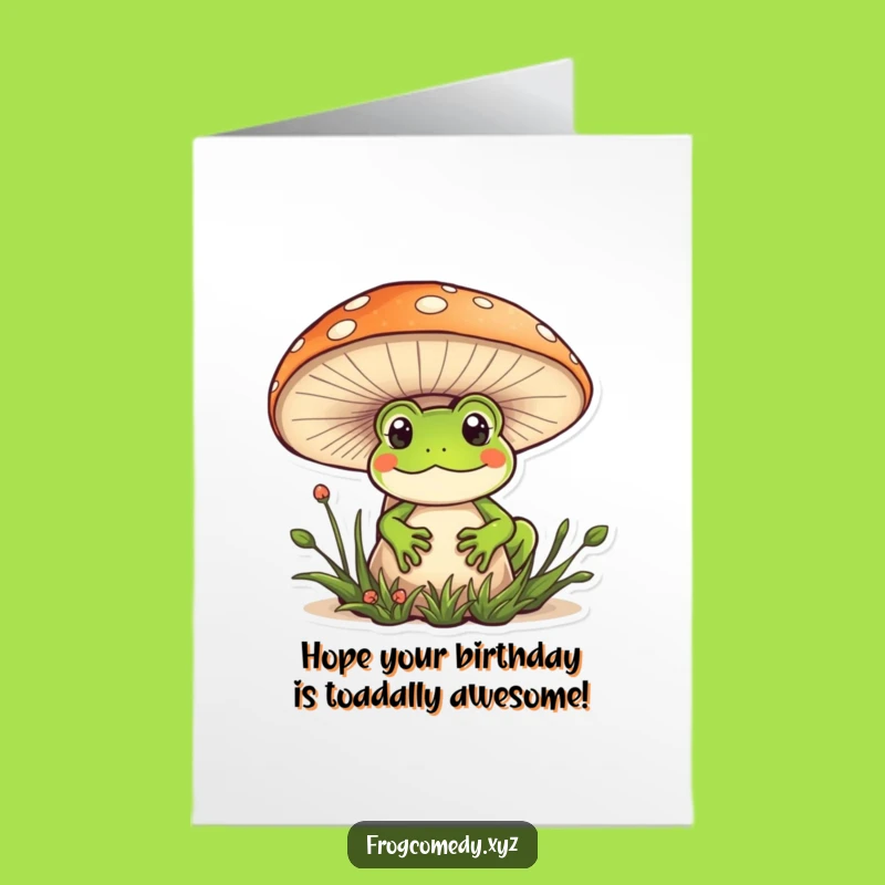 Free Printable Kawaii Frog Mushroom Birthday Card - Cute Surprise Downloadable