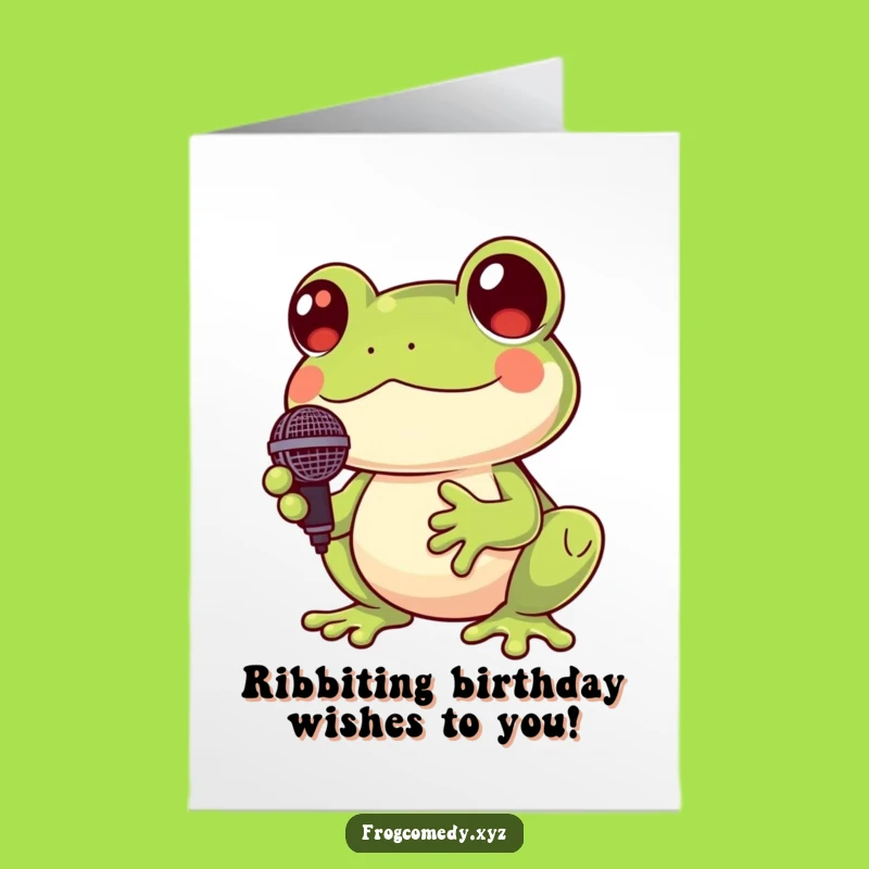 Free Printable Birthday Card: Kawaii Frog Singer, Croak-tastic Birthday Fun!