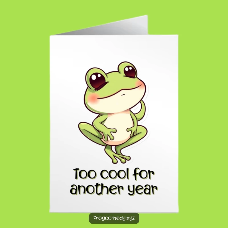 Free Printable Funny Birthday Card: Mischievous Frog Balance, Perfect DIY Humorous Gift