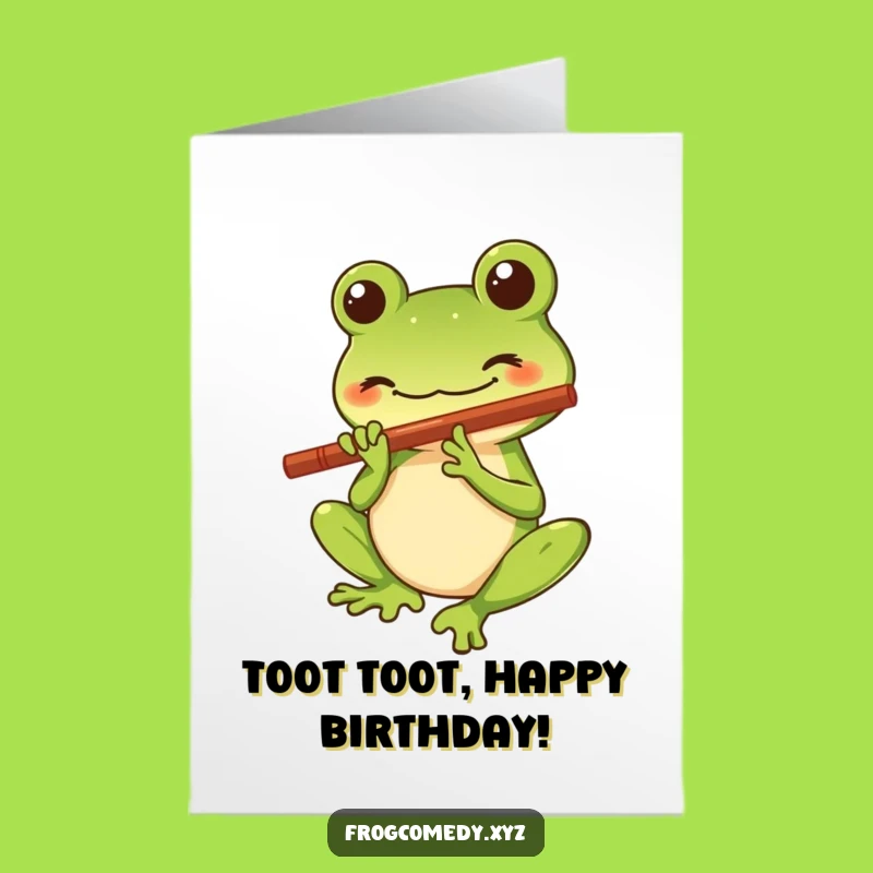 Free Printable Birthday Card: Frog Flute Player, Funny Tune Greeting, Downloadable Gift