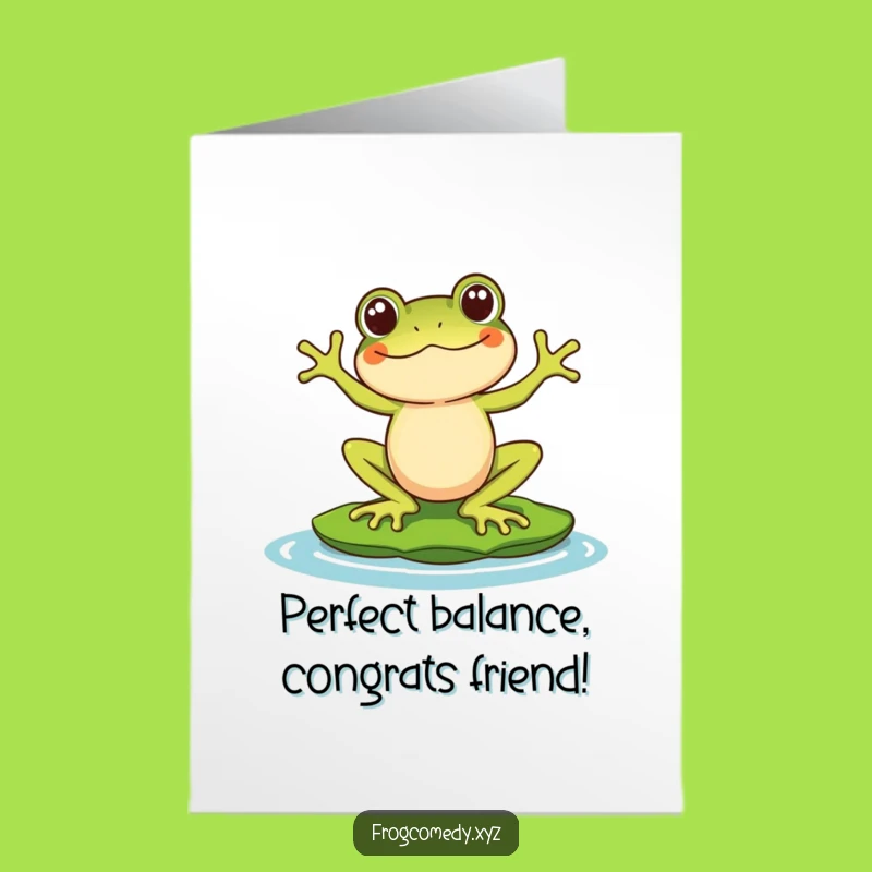 Free Printable Congrats Card: Frog Balance, Funny Achievement, Downloadable Gift