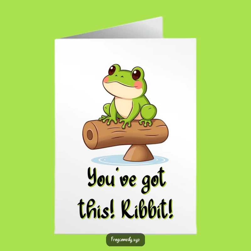 Free Printable Congrats Card: Frog's Balance Act, Funny Downloadable Achievement Gift