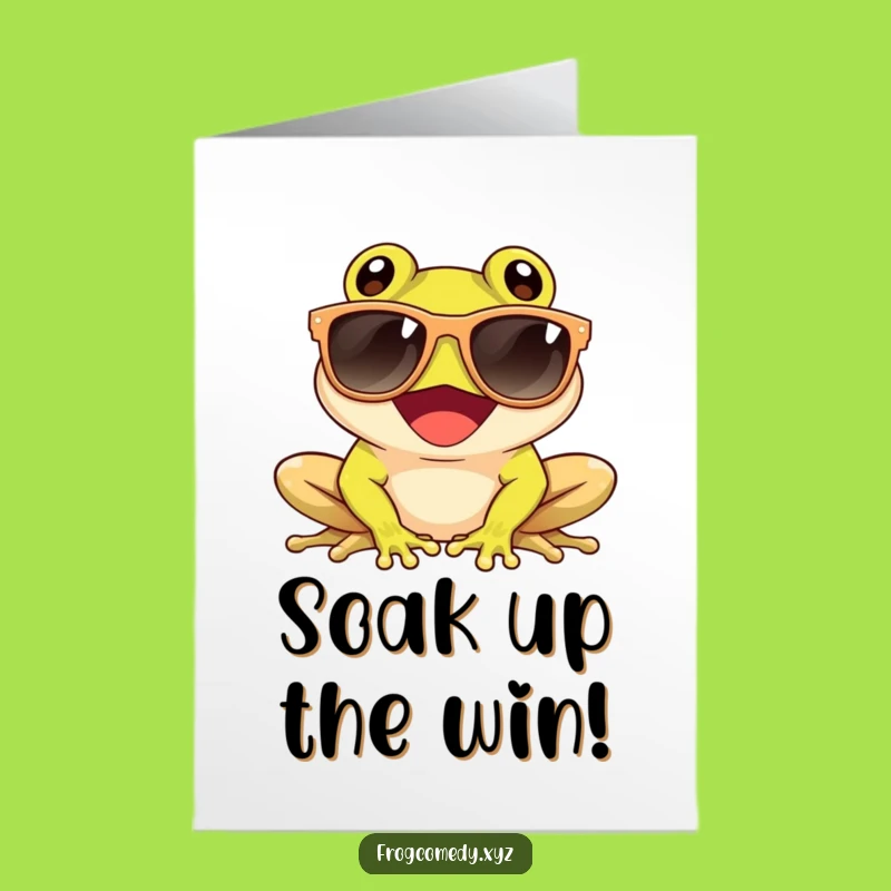 Free Printable Congrats Card: Frog's Sunny Success - Funny Downloadable Gift