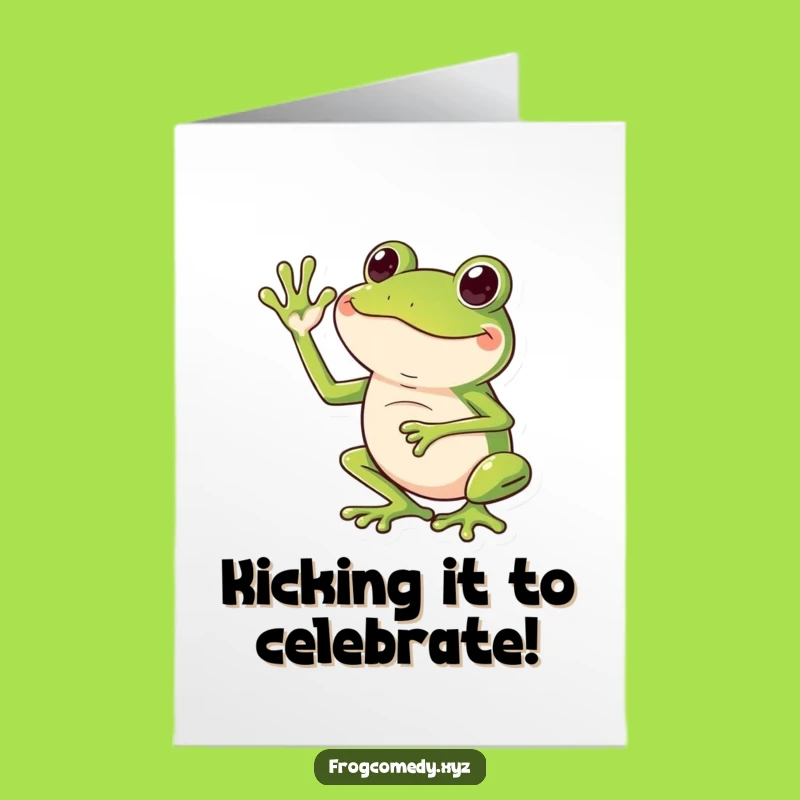 Free Printable Congrats Card: Funny Frog Leg Wave Unique DIY Gift Download