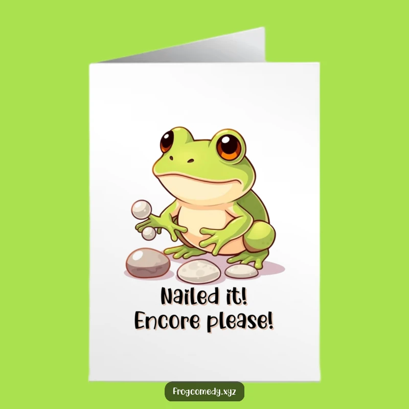 Free Printable Congrats Card: Juggling Frog's Success, Funny Downloadable Gift