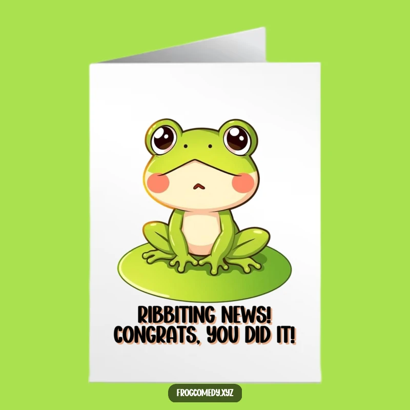 Free Printable Congrats Card: Surprised Frog, Funny Downloadable Gift for Big News!