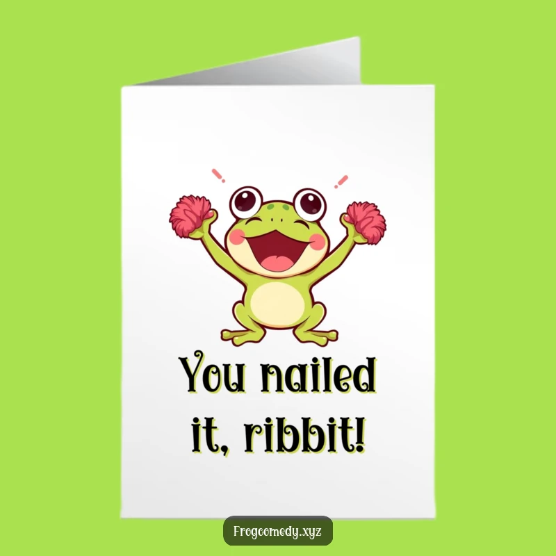 Free Printable Frog Congrats Card: Cheering Kawaii Frog Downloadable