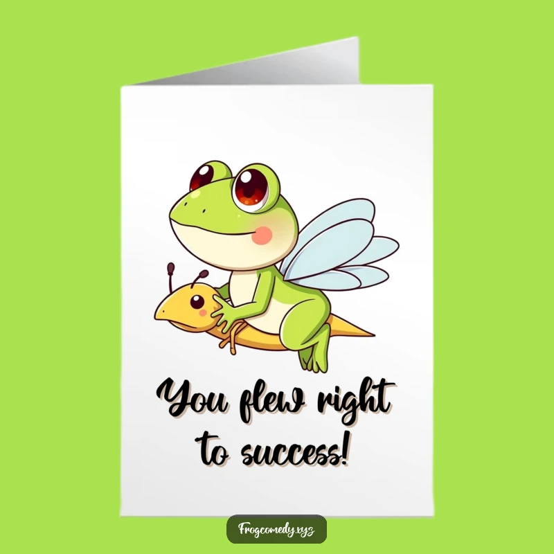 Free Printable Funny Frog Congrats Card - Dragonfly Ride Downloadable Gift