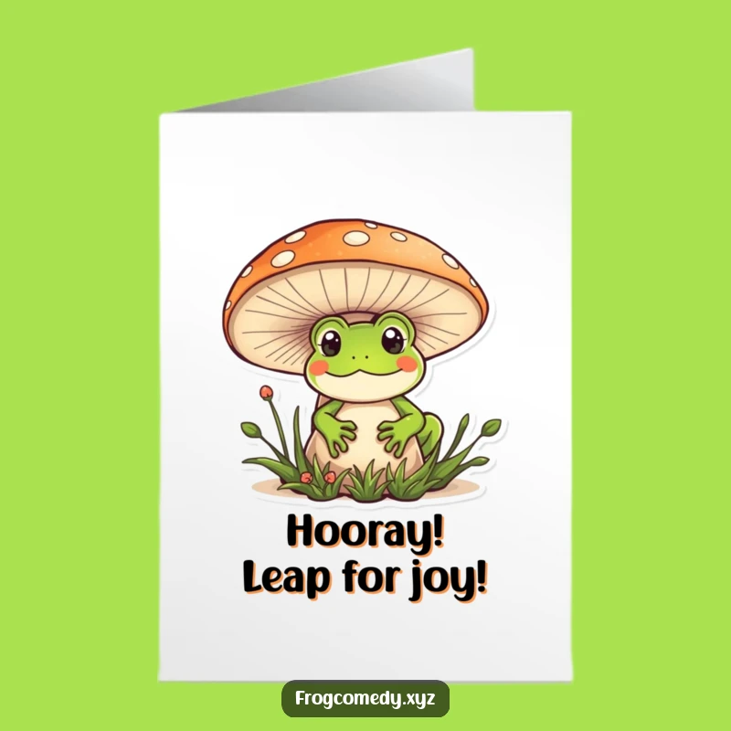 Free Printable Kawaii Frog Congrats Card - Cute Mushroom Surprise Downloadable