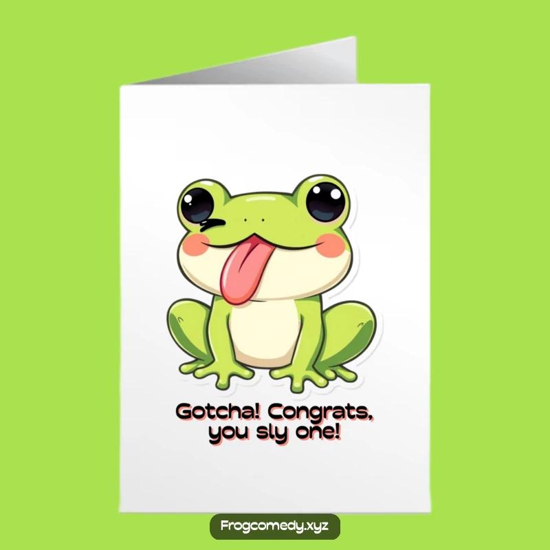 Free Printable Kawaii Frog Congrats Card: Cheeky Wink! The Ultimate Funny Downloadable Gift for Winners.