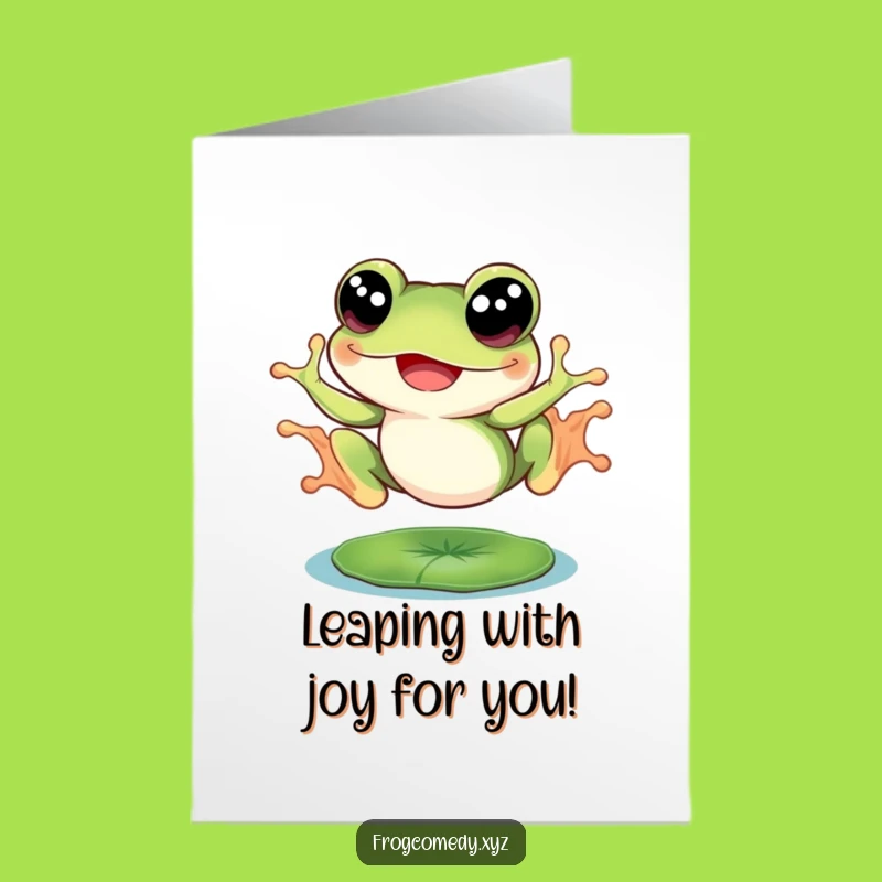 Free Printable Congrats Card: Leaping Frog Big Eyes, Downloadable & Exciting