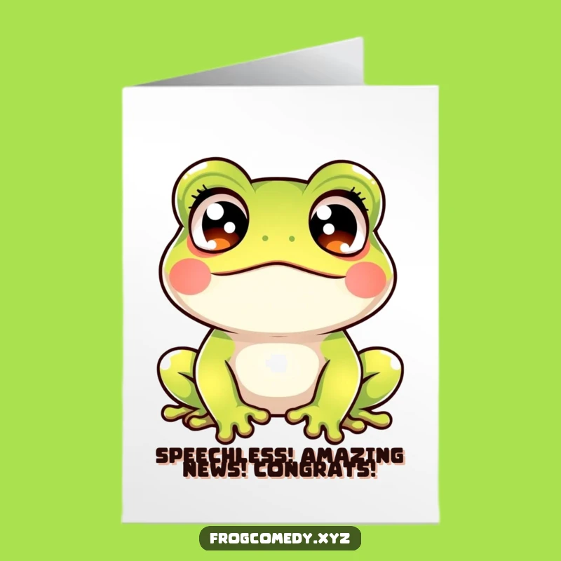 Free Printable Kawaii Frog Crossed Eyes Congratulations Card - Funny Downloadable for Big News