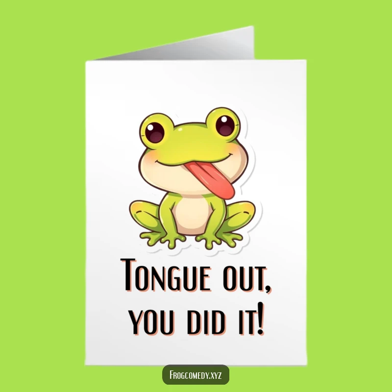 Free Printable Congrats Card: Froggy Tongue Success - Downloadable Playful Celebration!