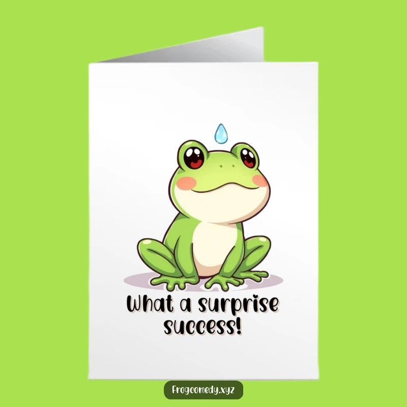 Free Printable Kawaii Frog Rain Congrats Card - Unexpected Joy Downloadable