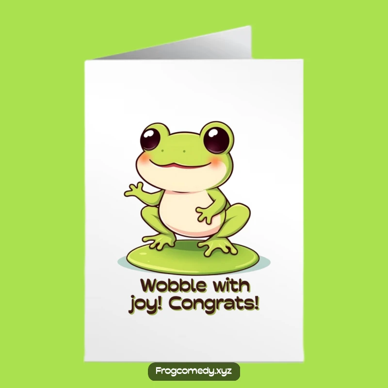 Free Printable Kawaii Frog Congrats Card: Laughing Lily Pad! The Ultimate Funny Downloadable Gift for Big Wins.