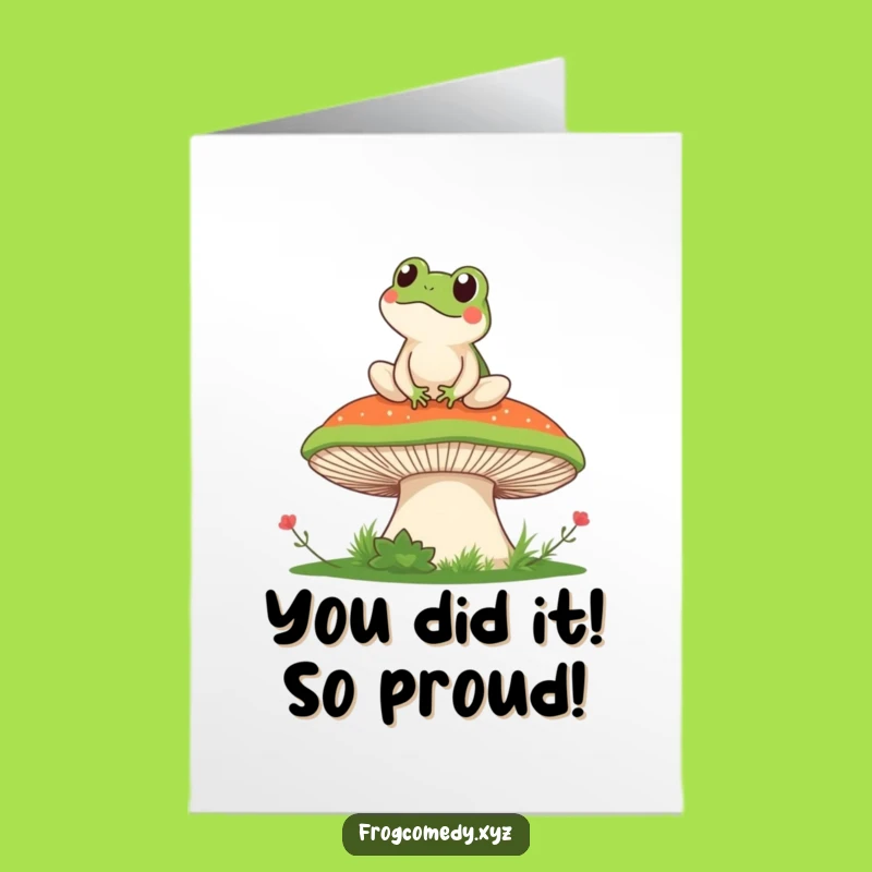 Free Printable Congrats Card: Kawaii Frog's Chill Victory, Funny Downloadable Gift