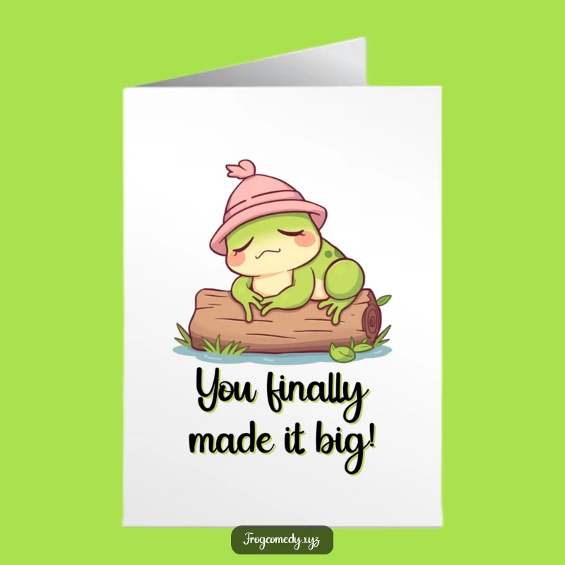 Free Printable Congrats Card: Sleepy Frog Nap Funny Congratulations Downloadable Gift