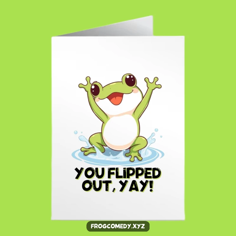 Free Printable Congrats Card: Frog Somersault Splash, Delightful Downloadable Gift for Celebrating Achievements