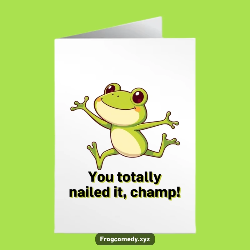 Free Printable Frog Jump Congrats Card: Celebrate Success with a Funny High-Flying Amphibian