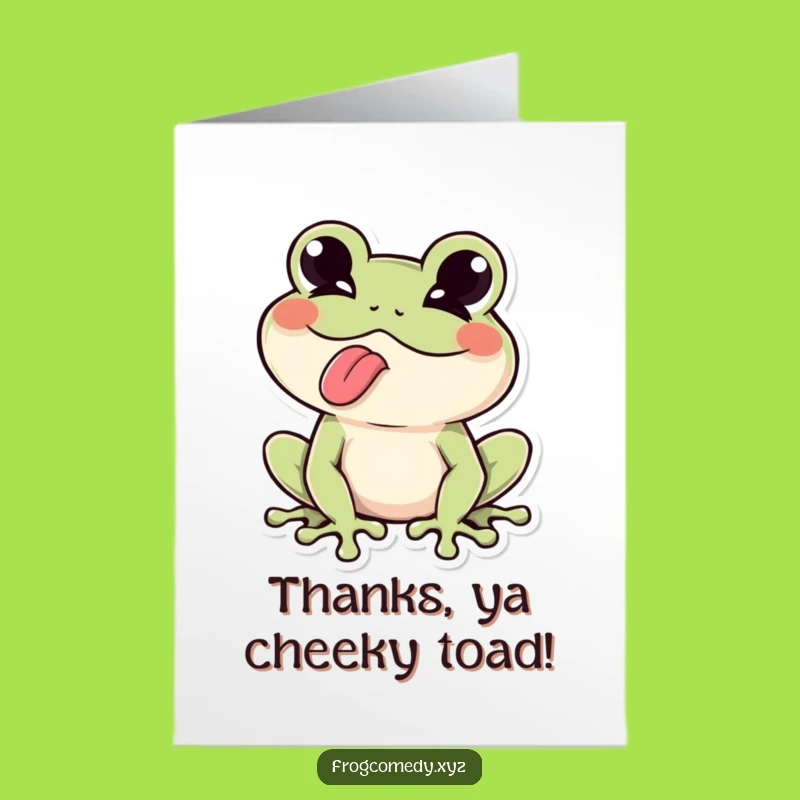 Free Printable Frog Thank You Card: Funny Kawaii Wink Tongue Out Downloadable Gift