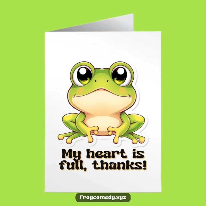 Free Printable Kawaii Frog Thank You Card: Amazed Eyes Downloadable Gift