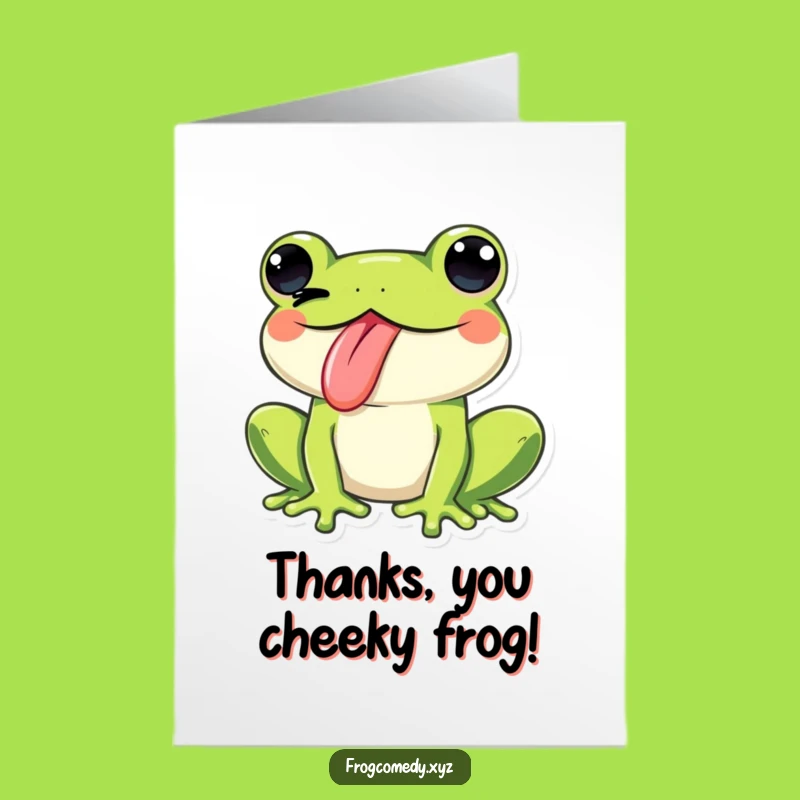Free Printable Kawaii Frog Thank You Card: Playful Wink! A Funny Downloadable Gift for Showing Thanks.