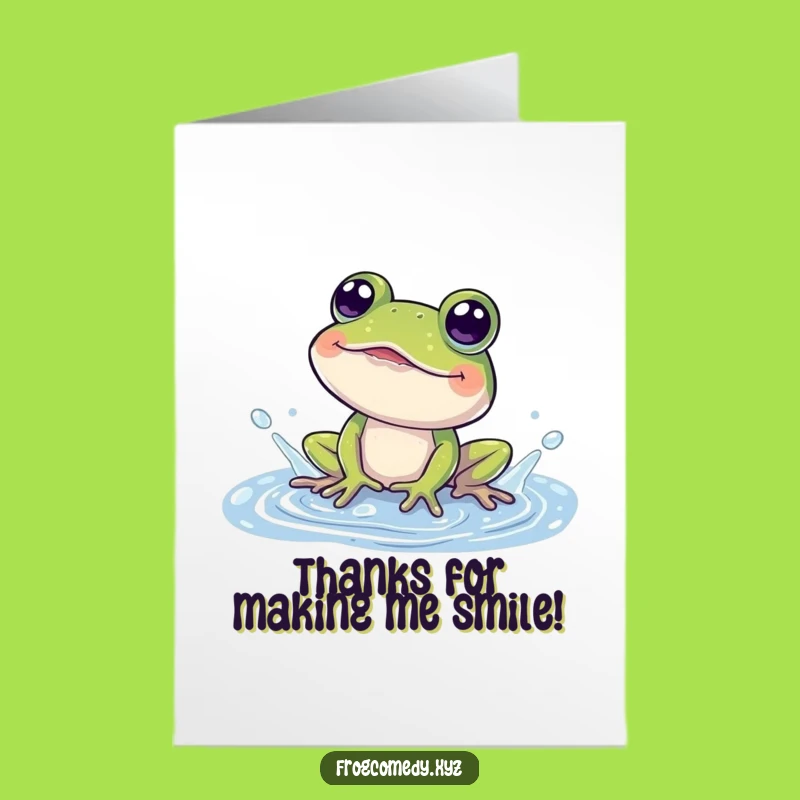 Free Printable Thank You Card: Funny Frog Puddle Splash Unique DIY Gift Download