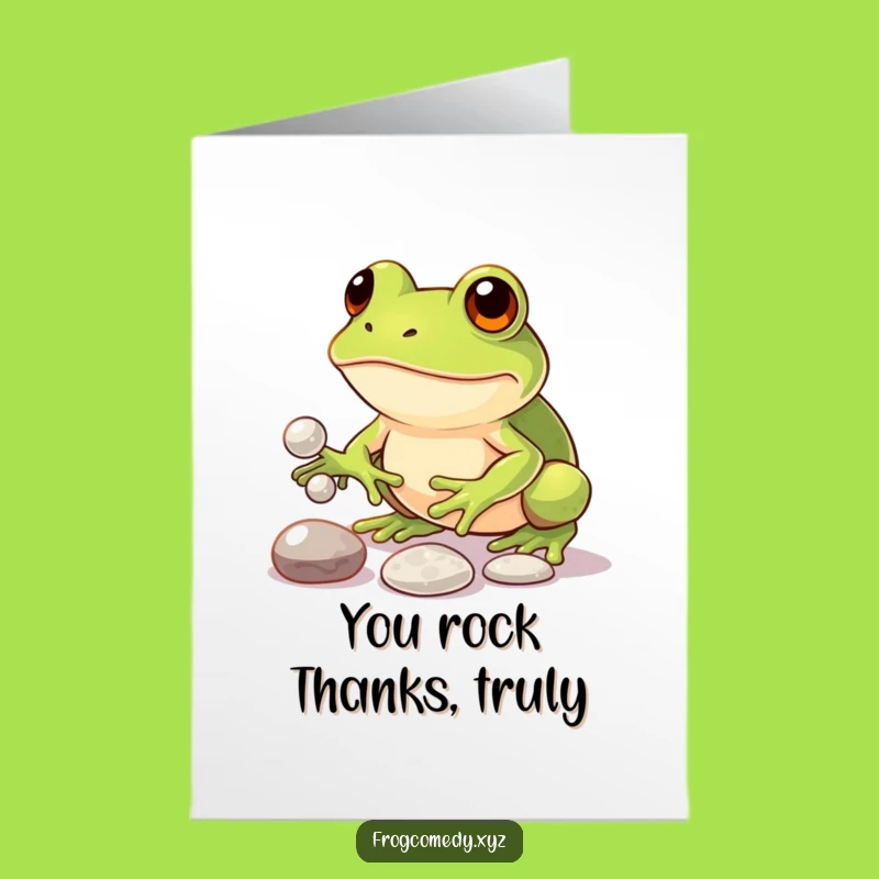 Free Printable Thank You Card: Juggling Frog's Efforts, Funny Downloadable Gift