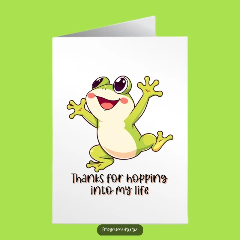 Free Printable Thank You Card: Kawaii Frog Leap, Funny Gratitude, Downloadable Gift
