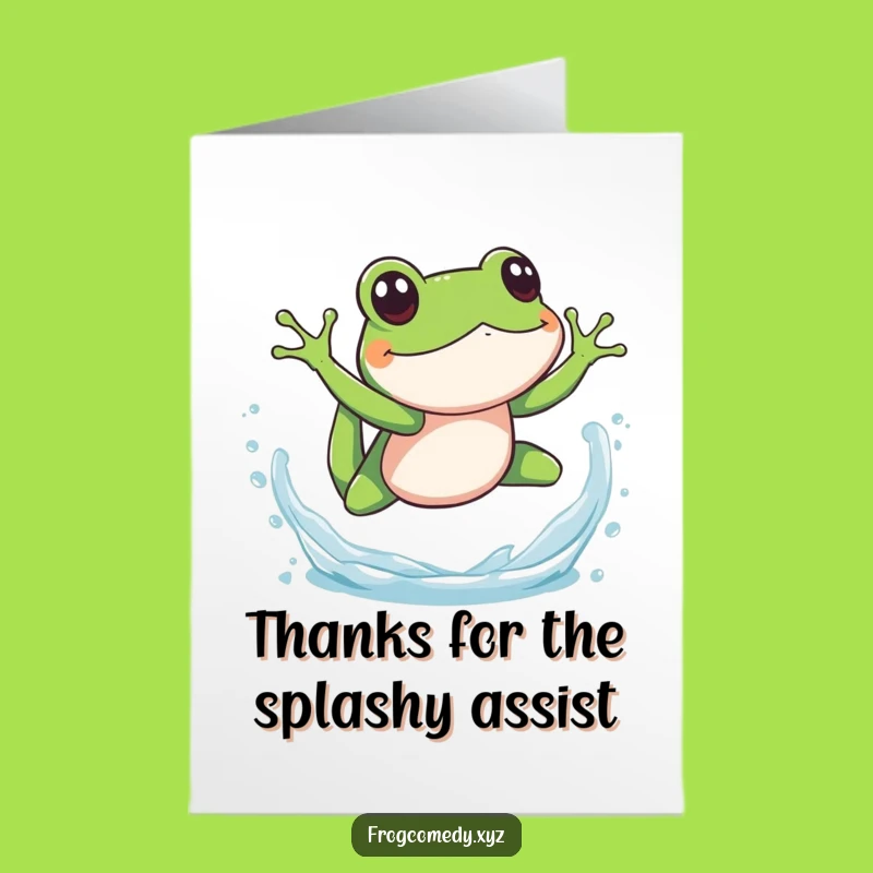 Splashy Frog Free Printable Thank You Card: Dive of Gratitude Downloadable Greeting