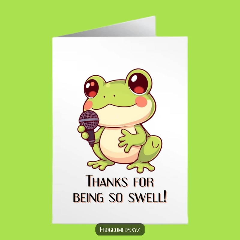 Free Printable Thank You Card: Kawaii Frog Singer, Thanks with a Tune!