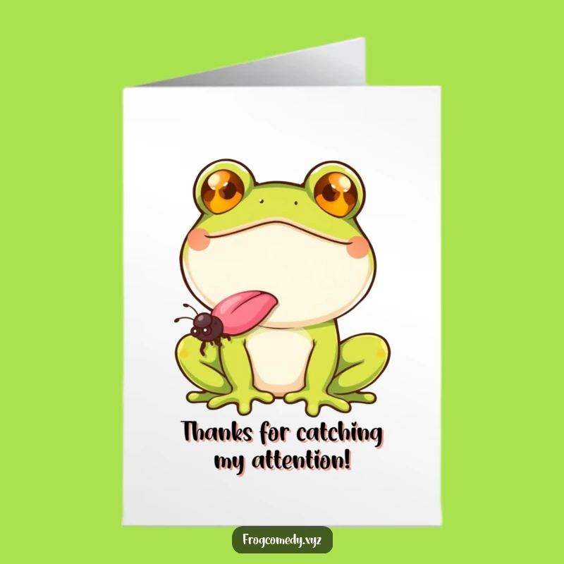 Free Printable Thank You Card: Smiling Frog Fly Catch, Downloadable & Appreciative