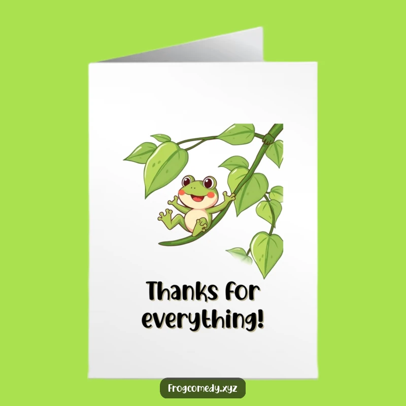 Free Printable Frog Vine Slide Thank You Card - Cheerful Downloadable Gift