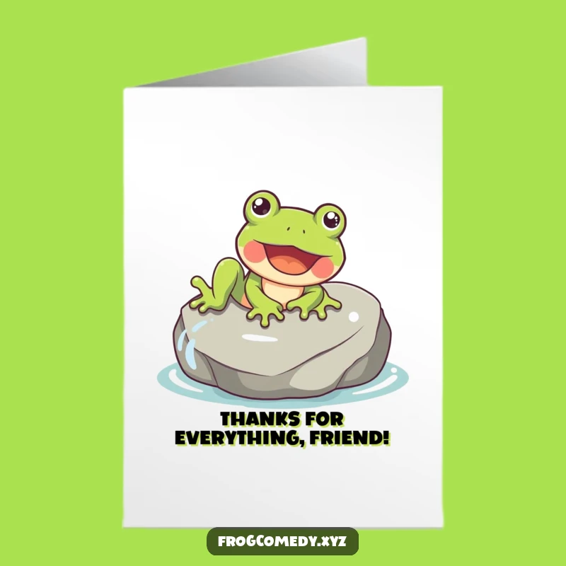 Free Printable Frog Thank You Card: Happy Slide Downloadable Gift of Thanks