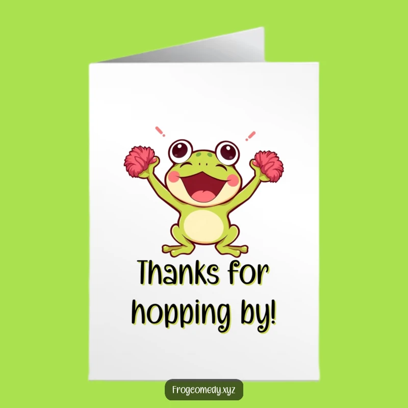 Free Printable Frog Thank You Card: Cheering Kawaii Frog Downloadable