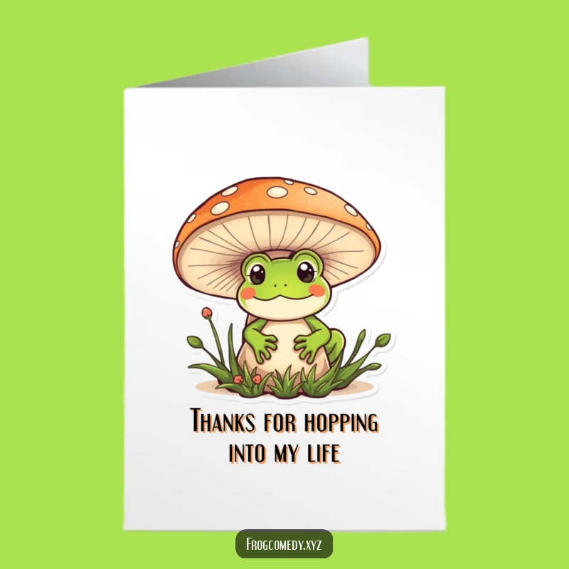 Free Printable Kawaii Frog Thank You Card - Cute Mushroom Surprise Downloadable