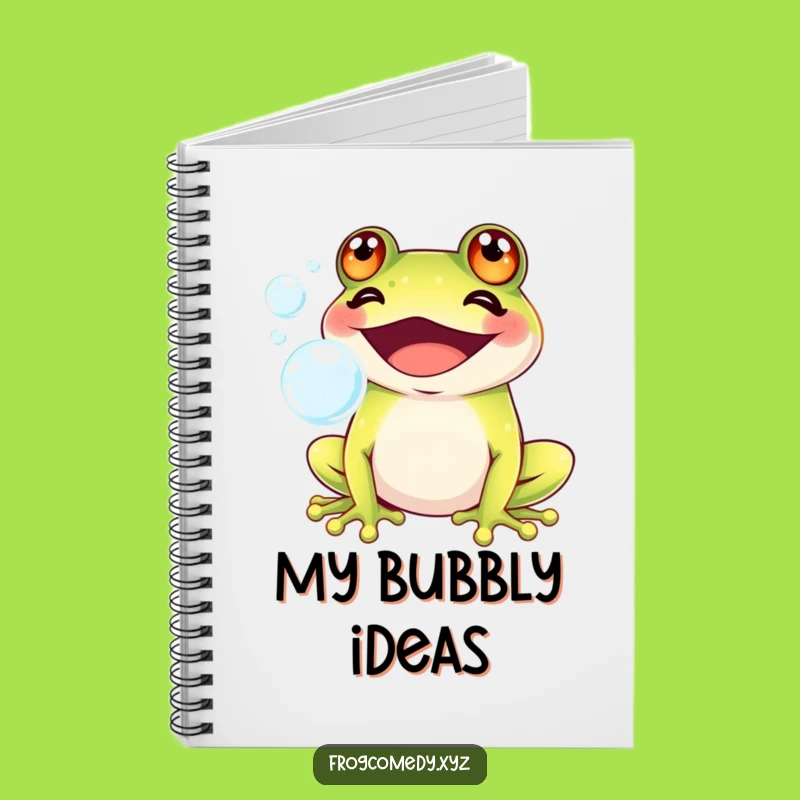 Funny Kawaii Frog Bubble Notebook: Jot Down Happy Thoughts, Perfect Gift