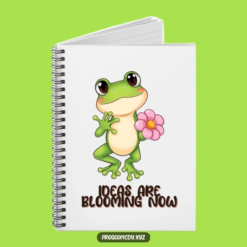 Funny Kawaii Frog Flower Pose Notebook - Cute Anime Journal