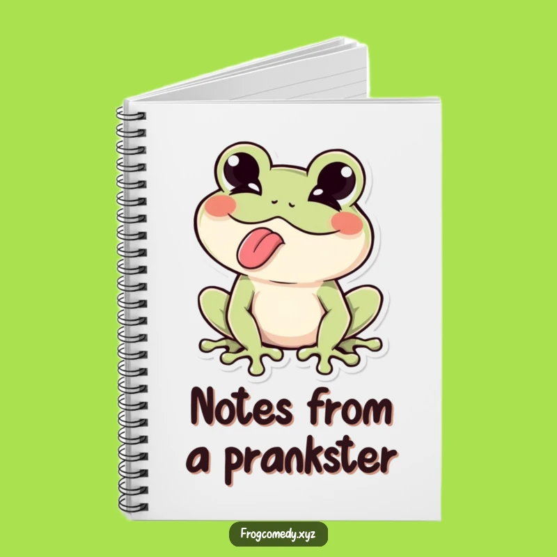 Funny Kawaii Frog Tongue Wink Notebook - Jot Down Mischief - Funny Gift