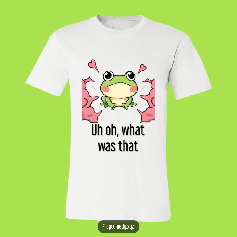 Funny Kawaii Frog Boom T-Shirt: Surprised Reaction Graphic Tee