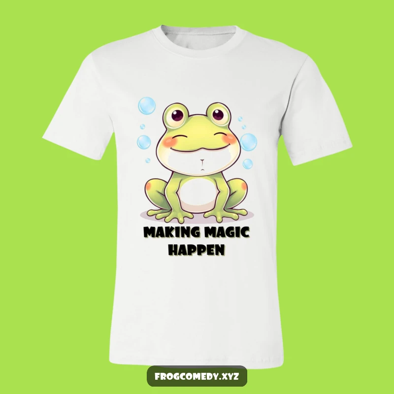 Funny Kawaii Frog Bubbles Grin T-Shirt - Breath of Fresh Air - Funny Gift