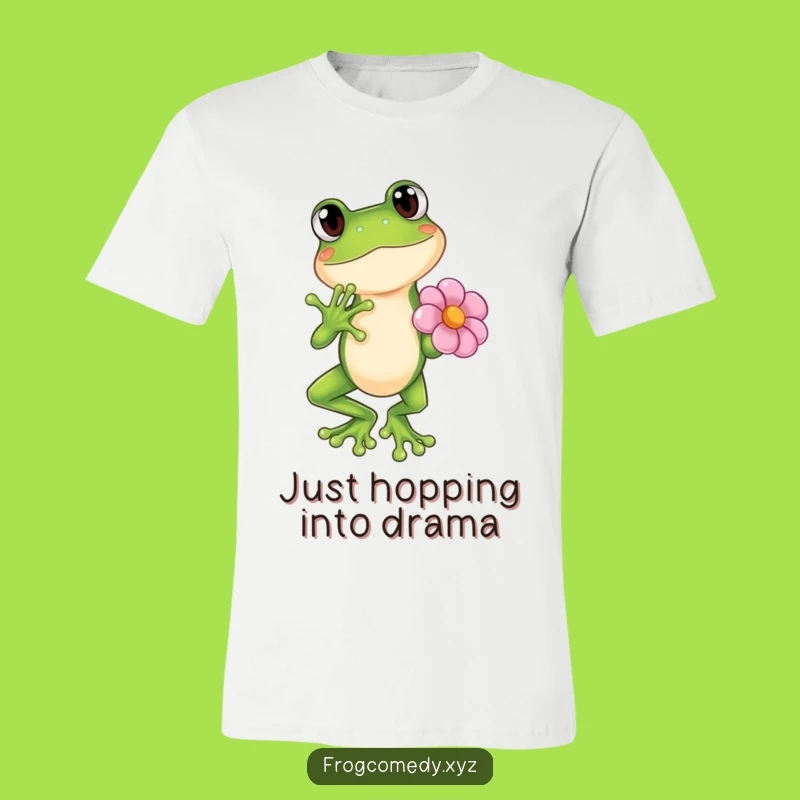 Funny Kawaii Frog Dramatic Flower Pose T-Shirt - Hilarious Anime Tee