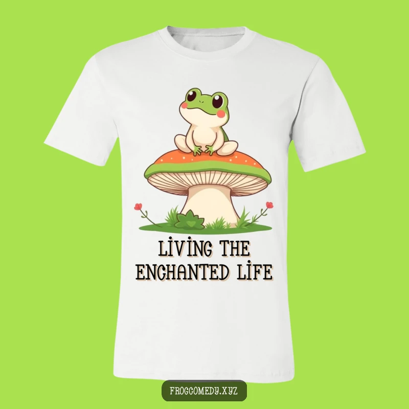 Funny Kawaii Frog Mushroom T-Shirt: Adorable Nature Humor Tee, Perfect Gift